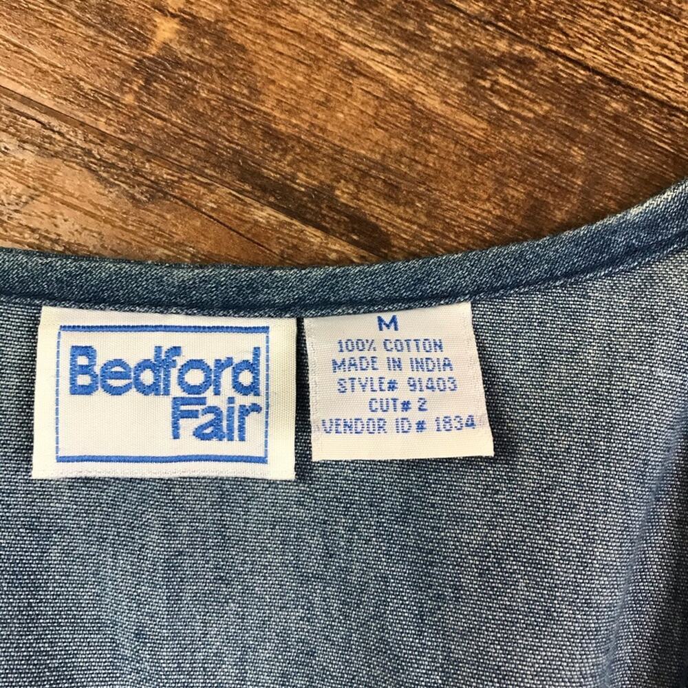 Vintage Bedford Fair Patchwork Plaid Denim Vest M - Picture 4 of 6